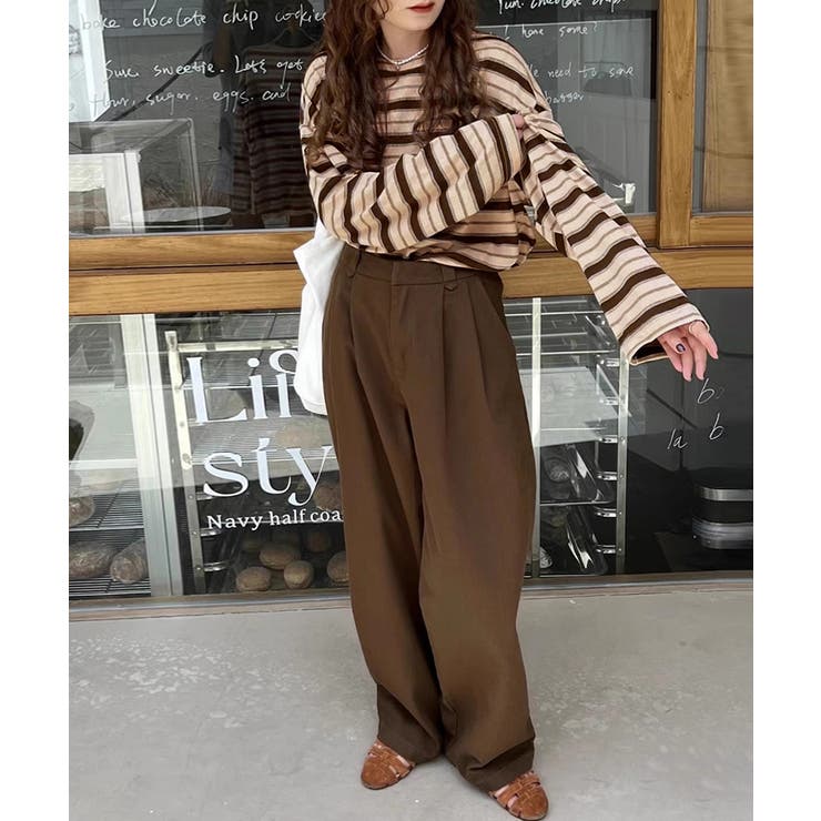 ボーダーロンT オーバーサイズ 長袖カットソー | COCOMOMO | 詳細画像13 