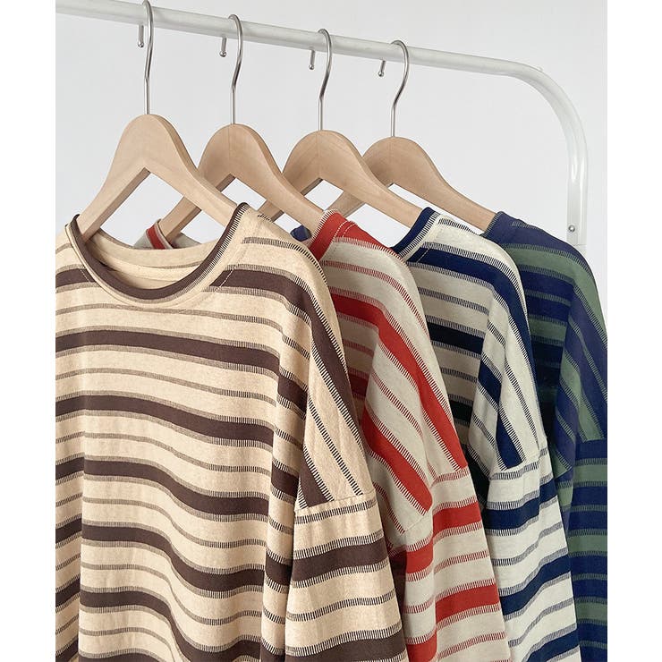 ボーダーロンT オーバーサイズ 長袖カットソー | COCOMOMO | 詳細画像17 