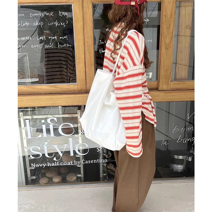 ボーダーロンT オーバーサイズ 長袖カットソー | COCOMOMO | 詳細画像3 