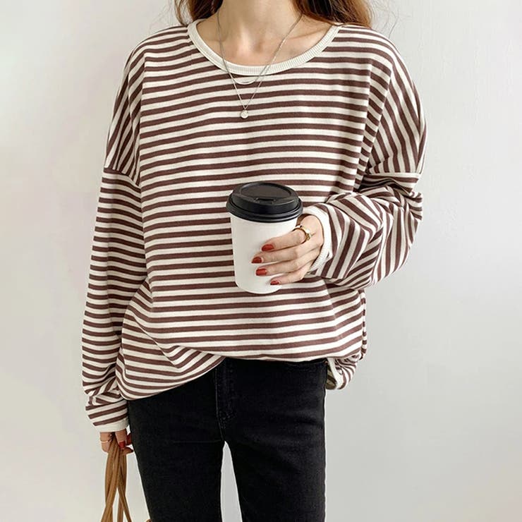 ボーダーカットソー ロンT オーバーサイズ | COCOMOMO | 詳細画像12 