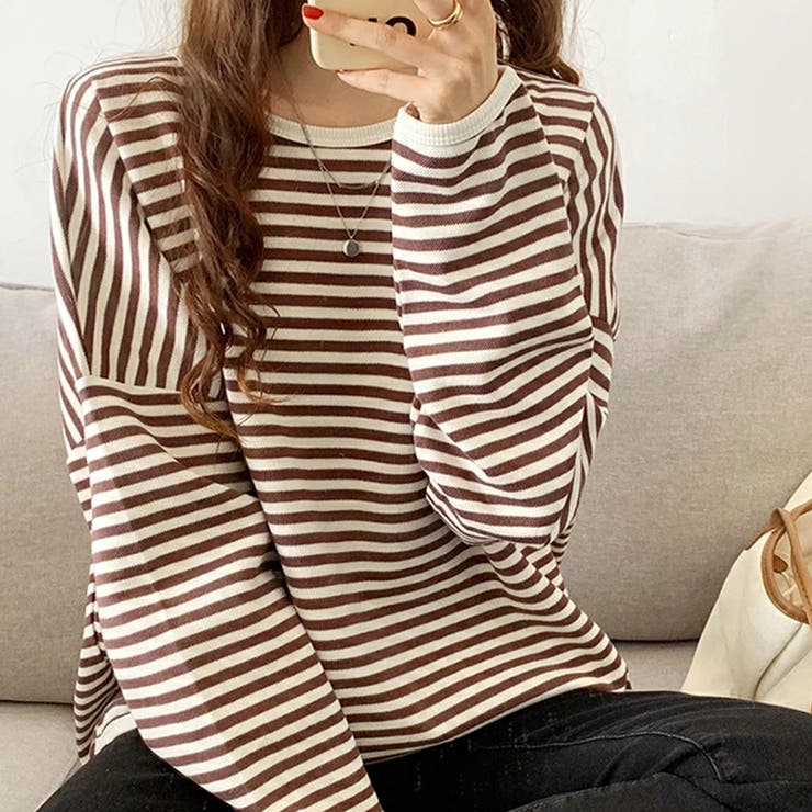 ボーダーカットソー ロンT オーバーサイズ | COCOMOMO | 詳細画像13 