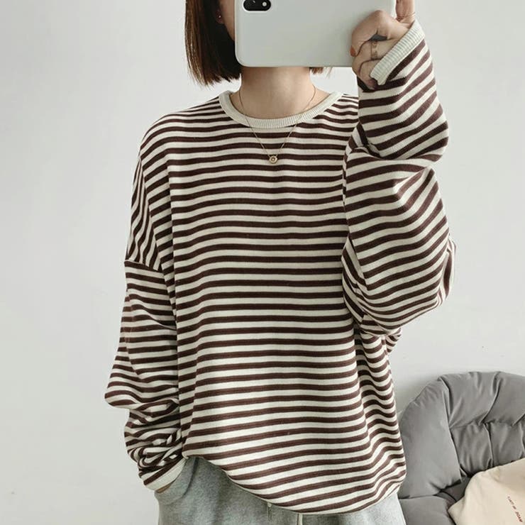 ボーダーカットソー ロンT オーバーサイズ | COCOMOMO | 詳細画像15 