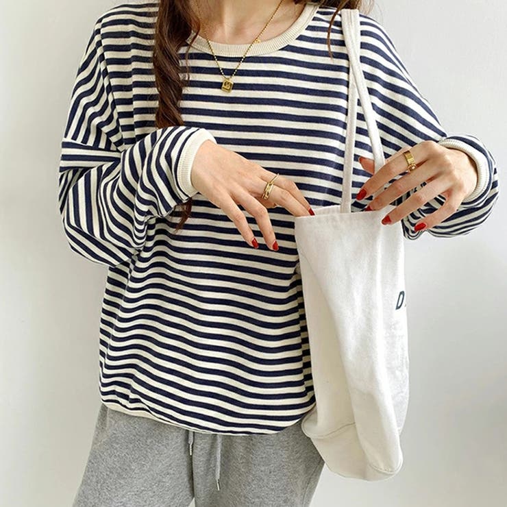 ボーダーカットソー ロンT オーバーサイズ | COCOMOMO | 詳細画像2 