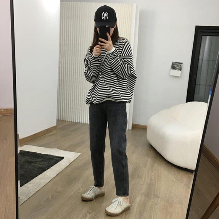 ボーダーカットソー ロンT オーバーサイズ | COCOMOMO | 詳細画像7 