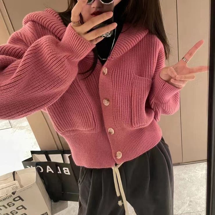 フーディニットカーディガン カーディガン ショートトップス | COCOMOMO | 詳細画像10 