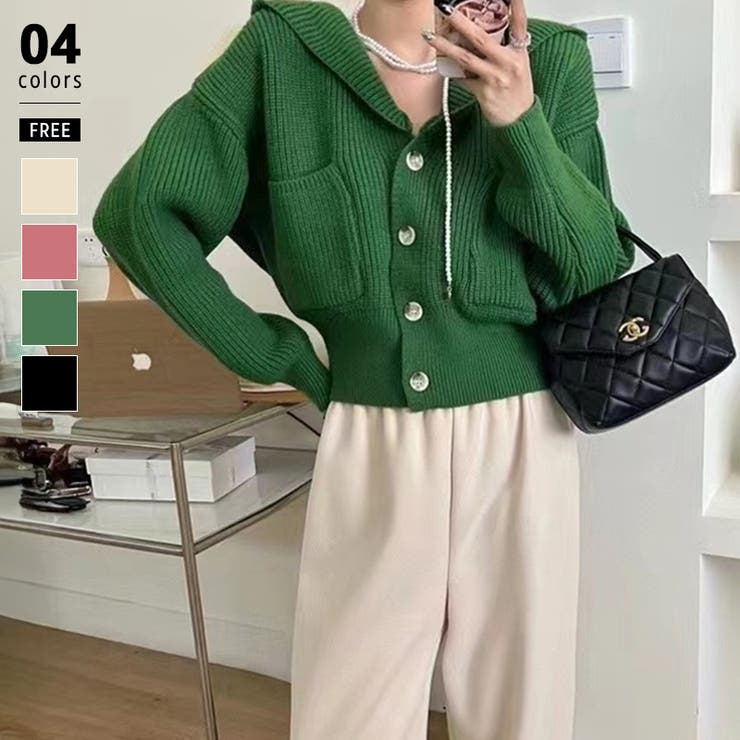 グリーン | フーディニットカーディガン カーディガン ショートトップス | COCOMOMO