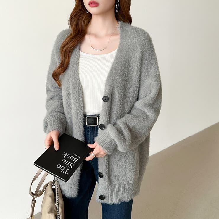 ふわふわシャギーカーディガン カーディガン シャギーニット[品番