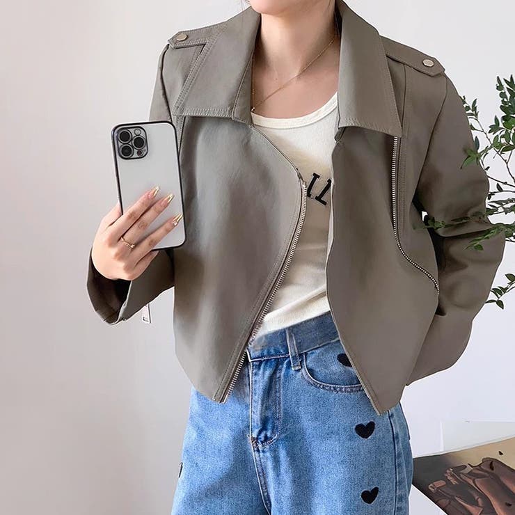 ライダースジャケット フェイクレザージャケット アウター | COCOMOMO | 詳細画像3 