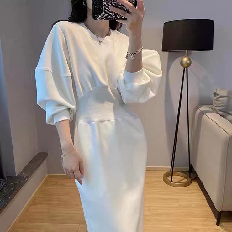 ハイウエストワンピース バルーンスリーブ ウエストマークワンピース | COCOMOMO | 詳細画像17 