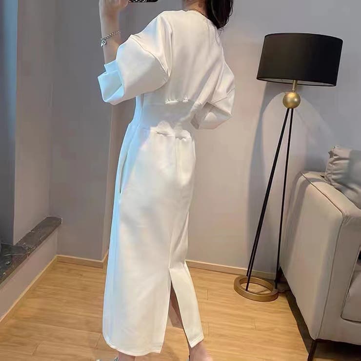 ハイウエストワンピース バルーンスリーブ ウエストマークワンピース | COCOMOMO | 詳細画像18 