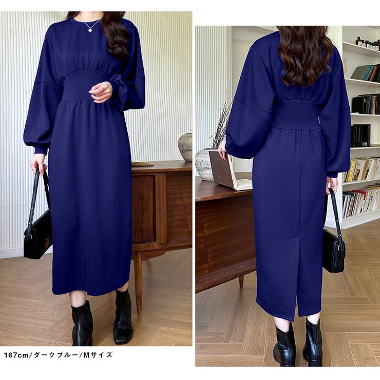 ハイウエストワンピース バルーンスリーブ ウエストマークワンピース | COCOMOMO | 詳細画像4 