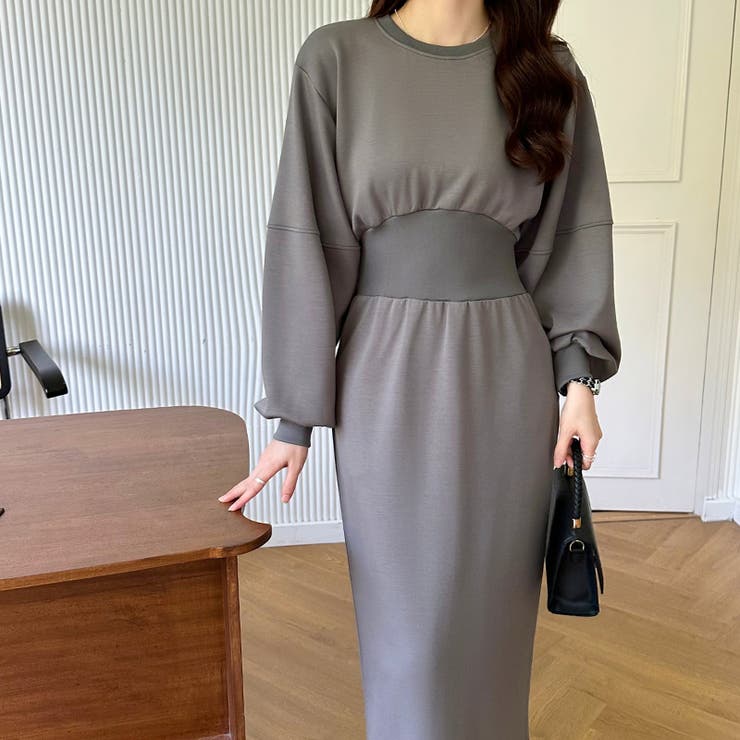 ハイウエストワンピース バルーンスリーブ ウエストマークワンピース | COCOMOMO | 詳細画像13 