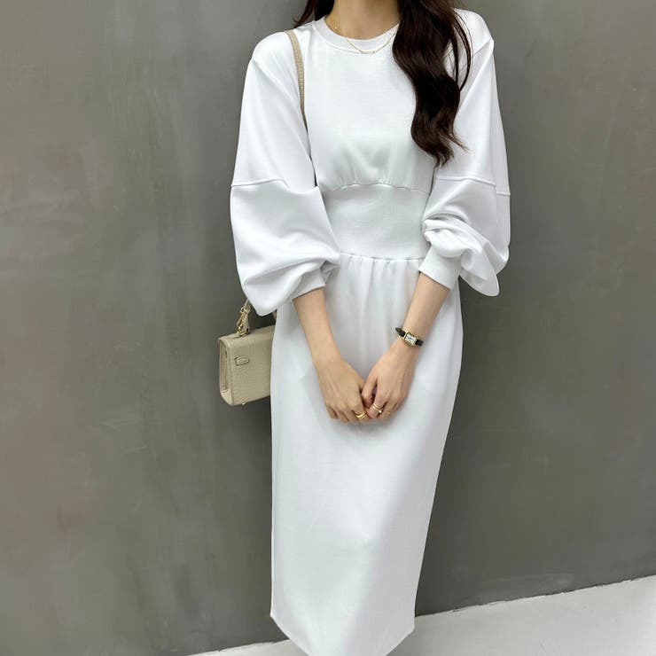 ハイウエストワンピース バルーンスリーブ ウエストマークワンピース | COCOMOMO | 詳細画像22 