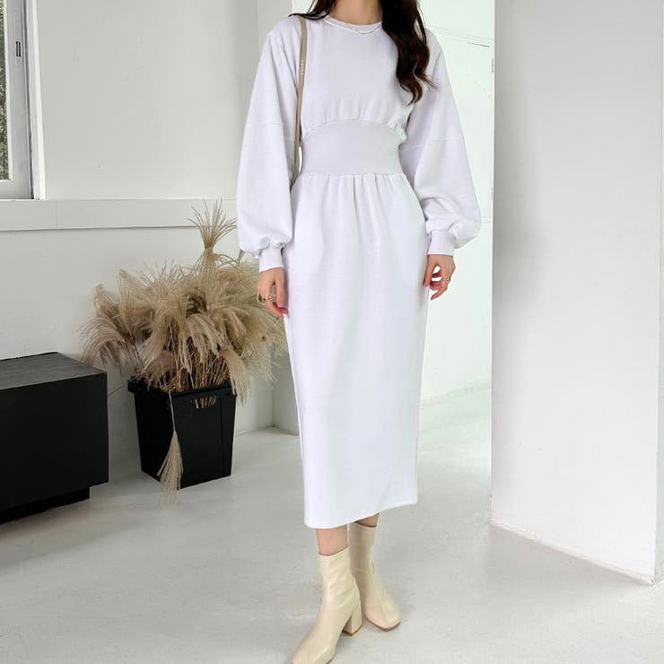 ハイウエストワンピース バルーンスリーブ ウエストマークワンピース | COCOMOMO | 詳細画像19 