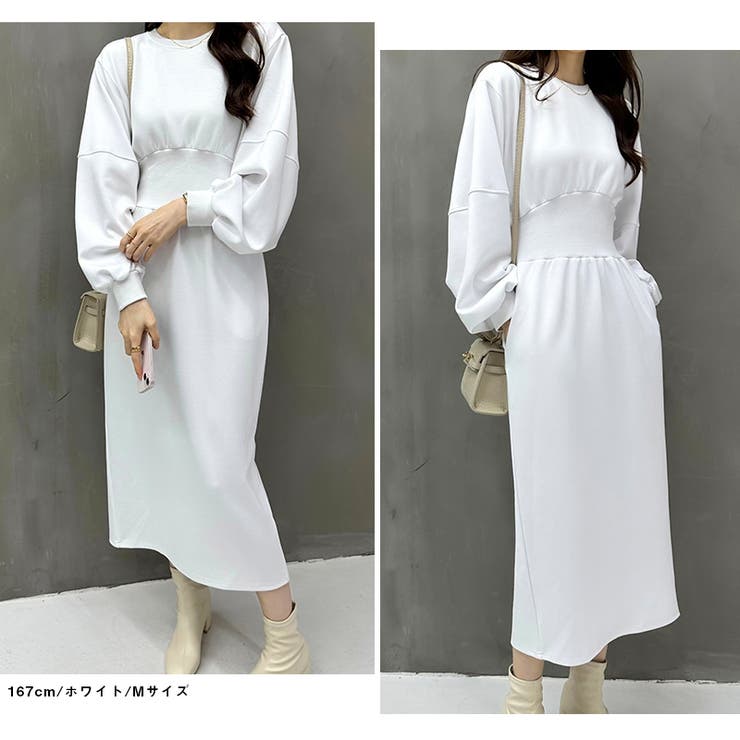 ハイウエストワンピース バルーンスリーブ ウエストマークワンピース | COCOMOMO | 詳細画像21 