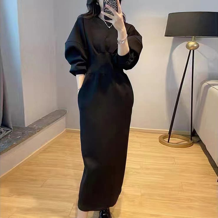 ハイウエストワンピース バルーンスリーブ ウエストマークワンピース | COCOMOMO | 詳細画像5 