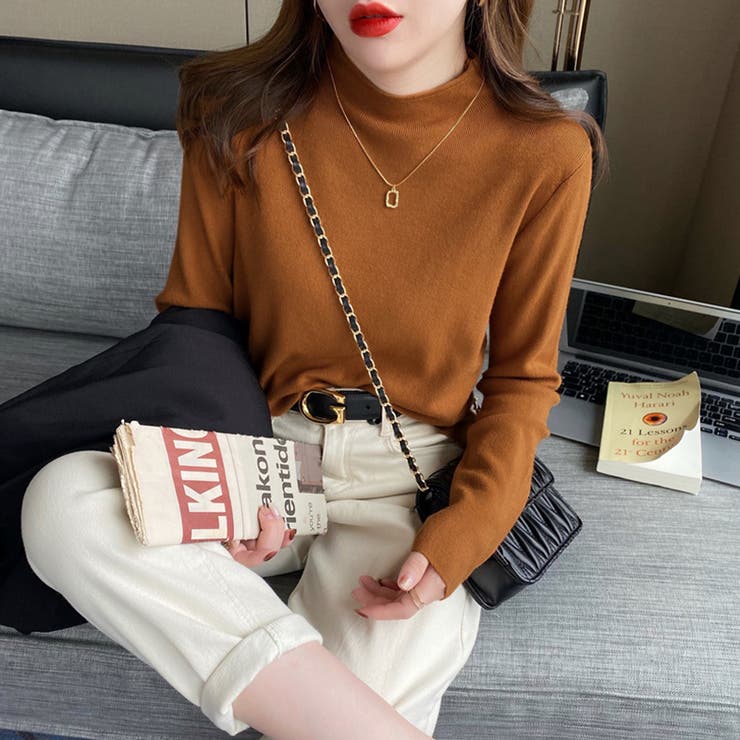 新色登場！全15色ハイネックニット ニット レイヤードトップス | COCOMOMO | 詳細画像9 