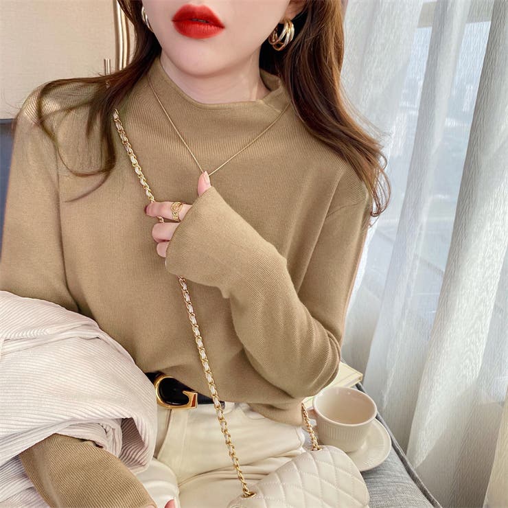 新色登場！全15色ハイネックニット ニット レイヤードトップス | COCOMOMO | 詳細画像18 