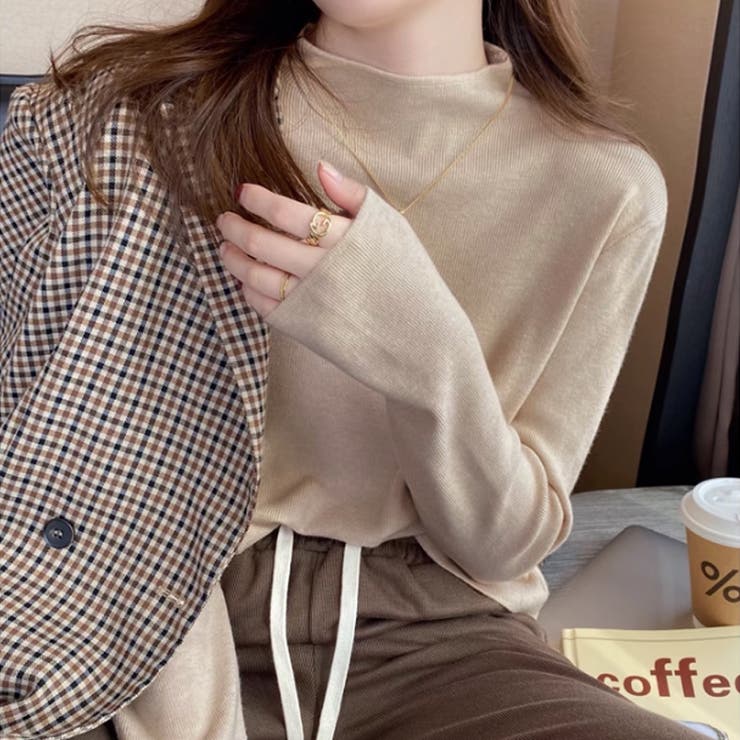 新品 毛ヤク100% ハイネックセーター M-L ブラウン系 新品 毛ヤク100