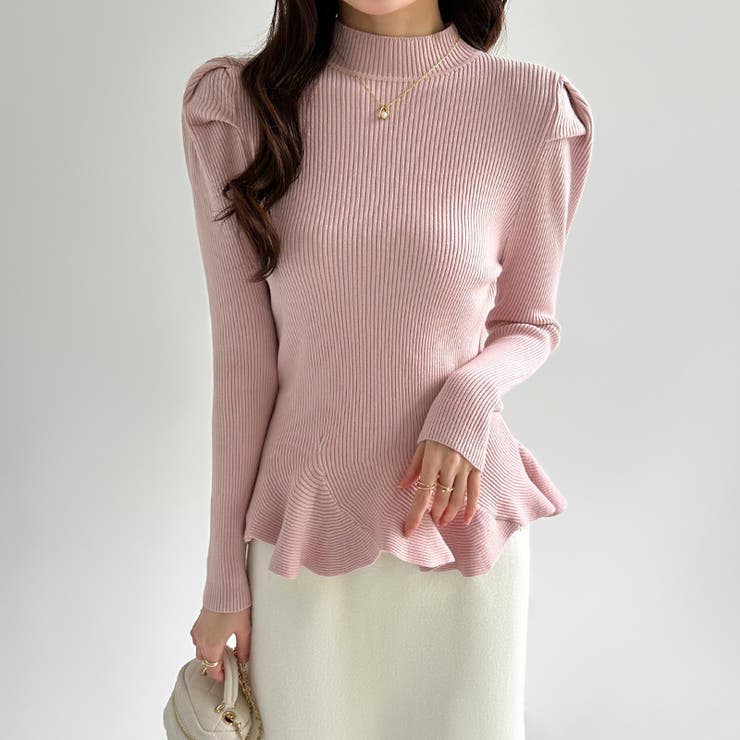 ペプラムニット チュニック パワショルトップス | COCOMOMO | 詳細画像11 