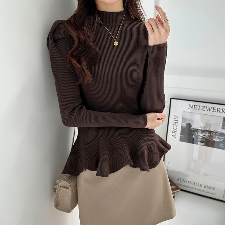 ペプラムニット チュニック パワショルトップス | COCOMOMO | 詳細画像20 