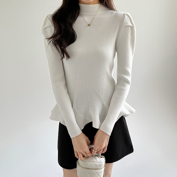 ペプラムニット チュニック パワショルトップス | COCOMOMO | 詳細画像24 