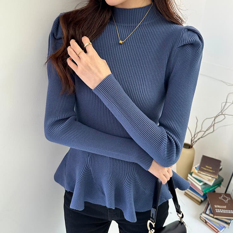 ペプラムニット チュニック パワショルトップス | COCOMOMO | 詳細画像27 