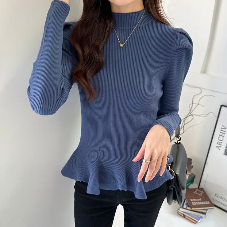 ペプラムニット チュニック パワショルトップス | COCOMOMO | 詳細画像29 