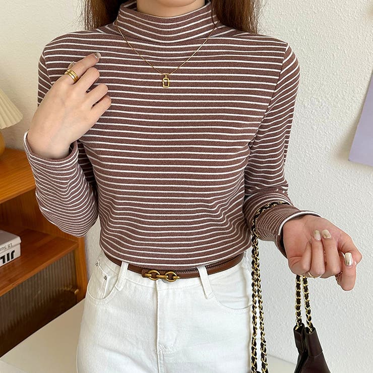 ボーダー長袖カットソー ハイネック ボーダーロンt | COCOMOMO | 詳細画像13 