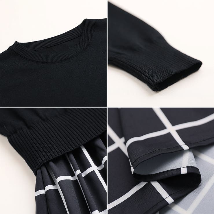 切り替えワンピース ニットワンピース 異素材切り替え | COCOMOMO | 詳細画像13 