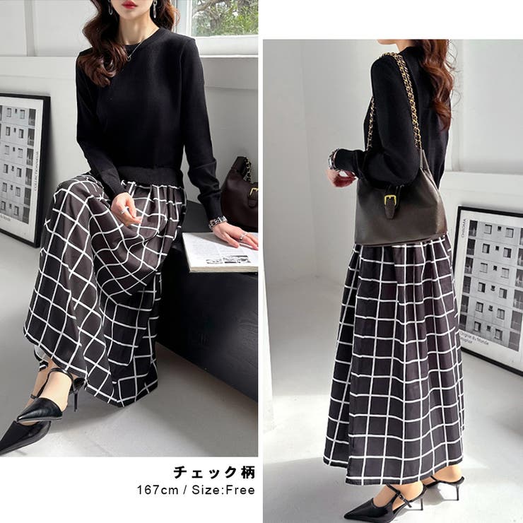 切り替えワンピース ニットワンピース 異素材切り替え | COCOMOMO | 詳細画像5 