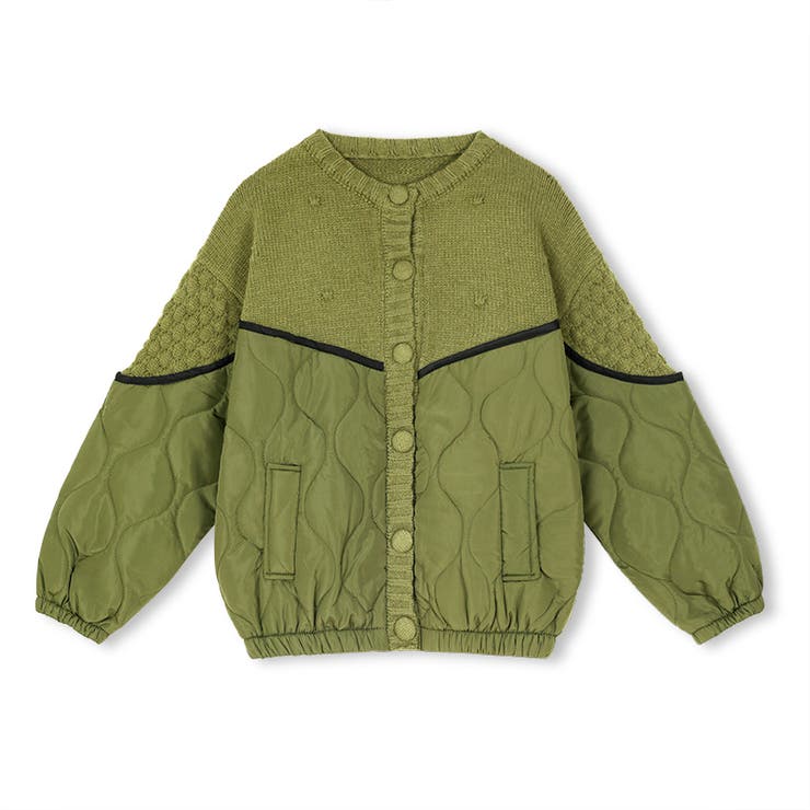 キルティングジャケット 切り替え ドッキングニット[品番：COCW0005716