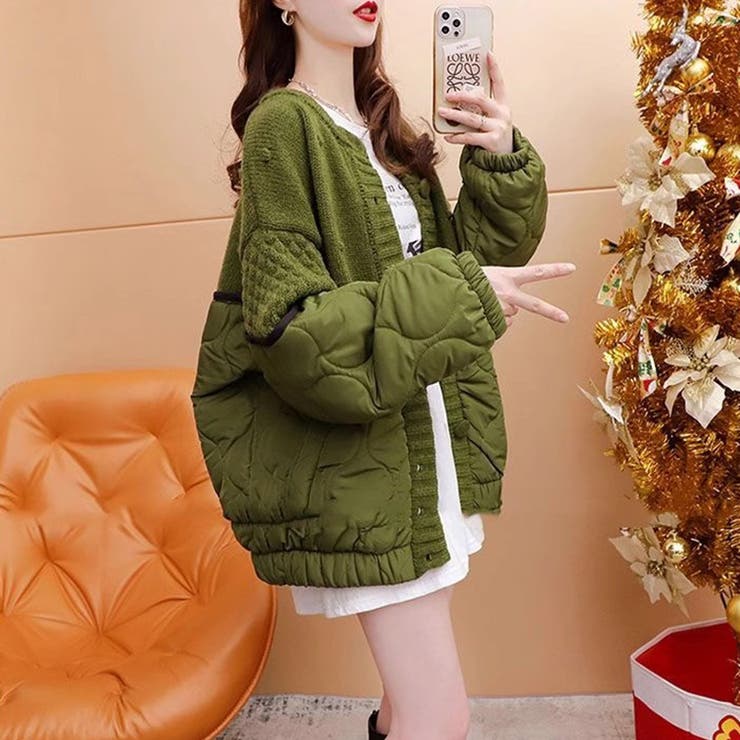 キルティングジャケット 切り替え ドッキングニット[品番：COCW0005716