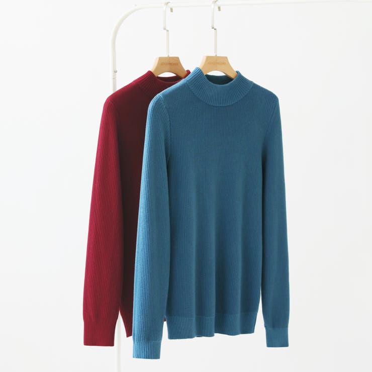 裏起毛ふわもちニット ハイネックリブニット 裏起毛ニット | COCOMOMO | 詳細画像47 