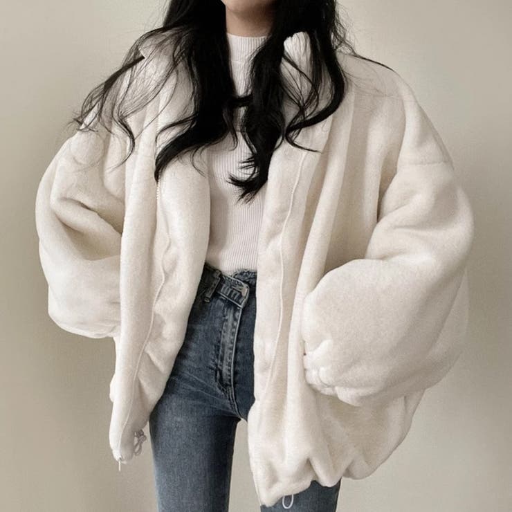 ふわふわエコファーブルゾン ファージャケット 韓国ファッション[品番