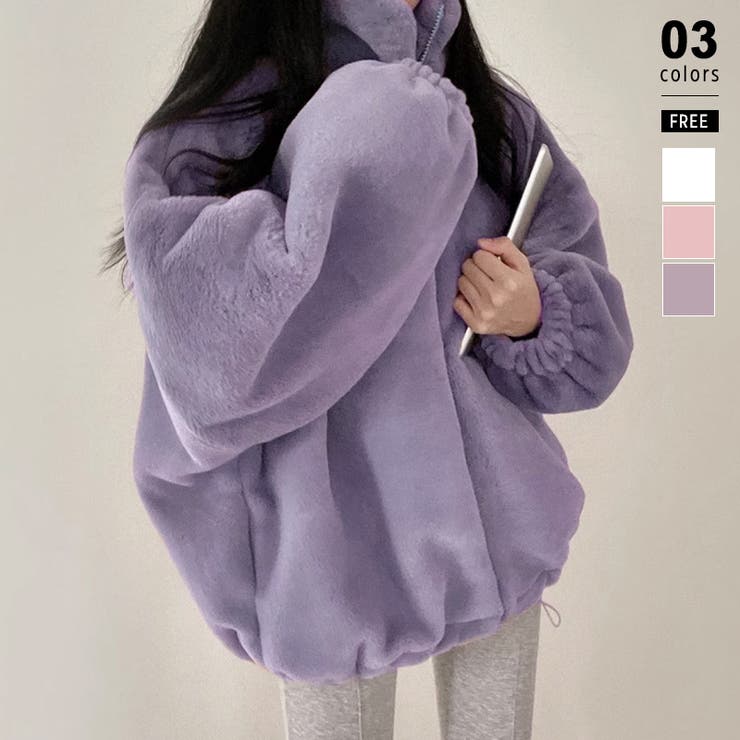 ふわふわエコファーブルゾン ファージャケット 韓国ファッション[品番