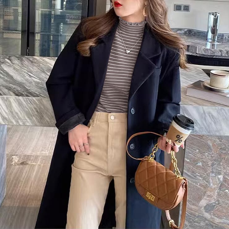 裏起毛 ボーダーハイネックニット メロウフリル | COCOMOMO | 詳細画像16 