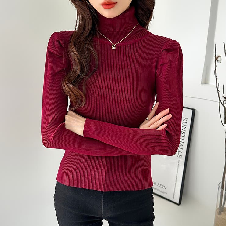 パワショルニット タートルネック リブニット | COCOMOMO | 詳細画像12 