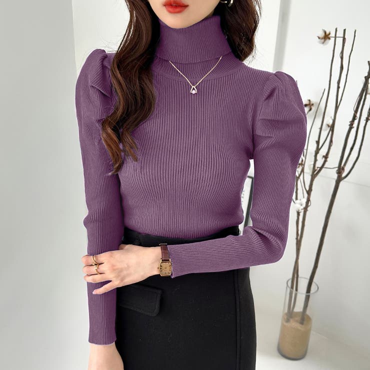 パワショルニット タートルネック リブニット | COCOMOMO | 詳細画像14 