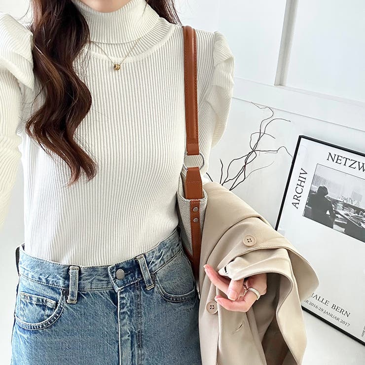 パワショルニット タートルネック リブニット | COCOMOMO | 詳細画像15 