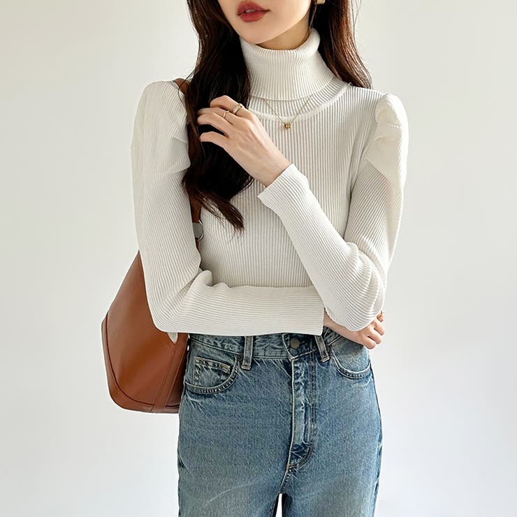 パワショルニット タートルネック リブニット | COCOMOMO | 詳細画像16 