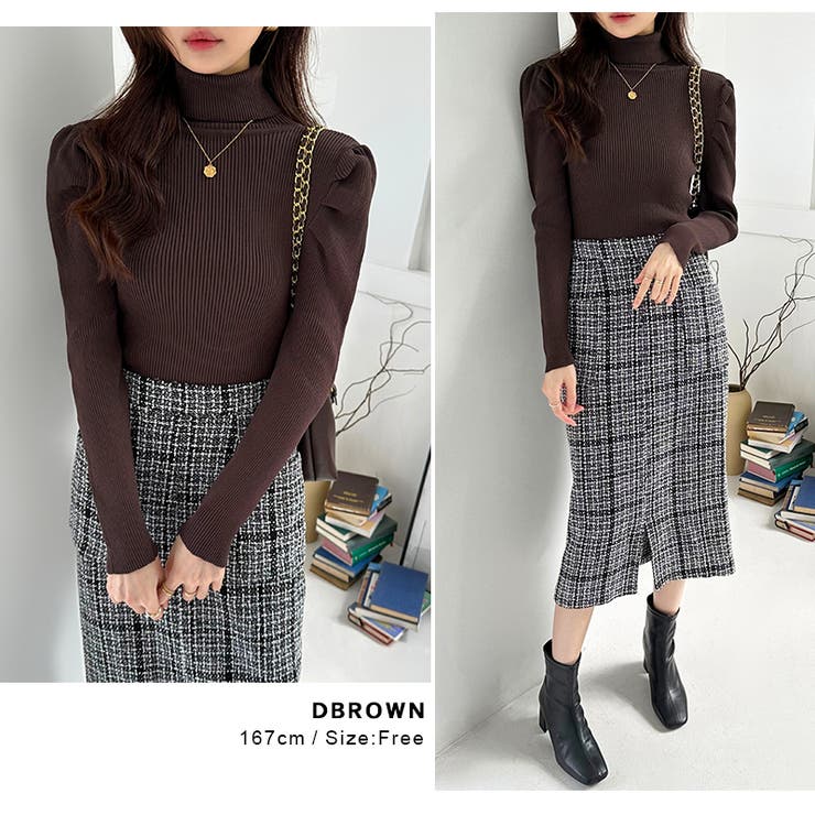 パワショルニット タートルネック リブニット | COCOMOMO | 詳細画像3 