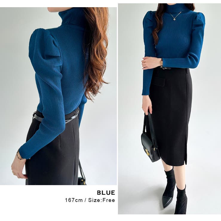 パワショルニット タートルネック リブニット | COCOMOMO | 詳細画像8 