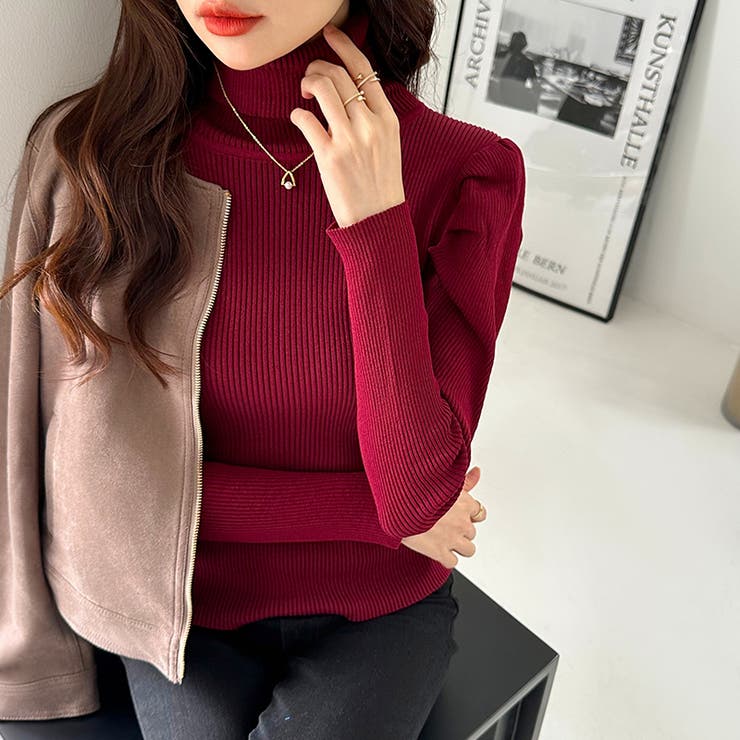 パワショルニット タートルネック リブニット | COCOMOMO | 詳細画像9 