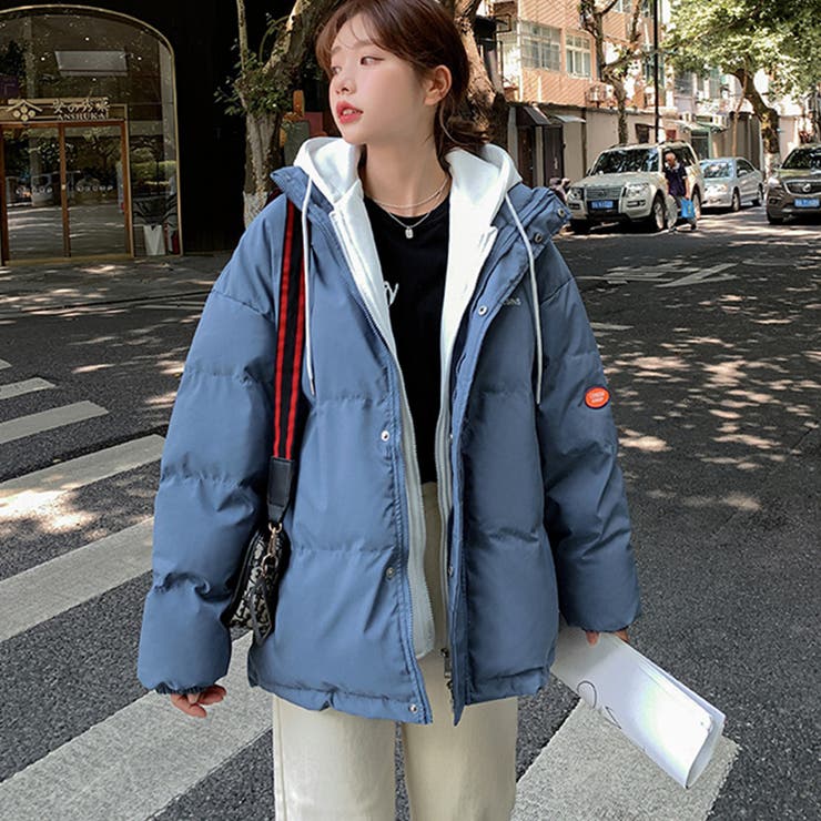 中綿コート パーカーフード付き 重ね着風 | COCOMOMO | 詳細画像2 