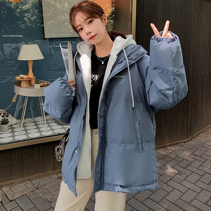 中綿コート パーカーフード付き 重ね着風 | COCOMOMO | 詳細画像4 