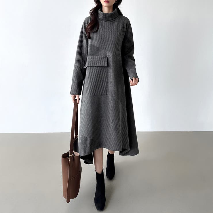 タートルネックワンピース Aライン 体型カバー | COCOMOMO | 詳細画像2 