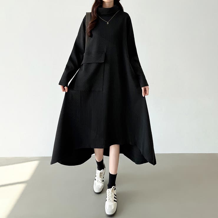 クロノス　ワンピース　新品未使用　　人気完売モデル タートルネックワンピース Aライン 体型カバー[品番