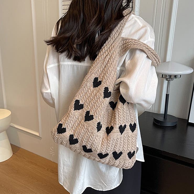 ニットバッグ ハート柄トートバッグ 大容量 | COCOMOMO | 詳細画像5 