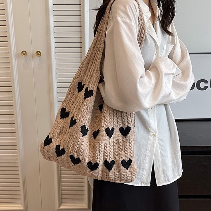 ニットバッグ ハート柄トートバッグ 大容量 | COCOMOMO | 詳細画像6 